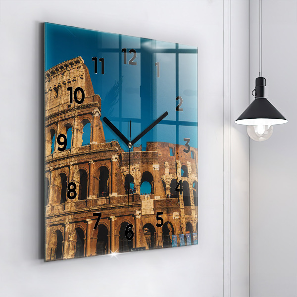 Square glass wall clock The Colosseum in Italy