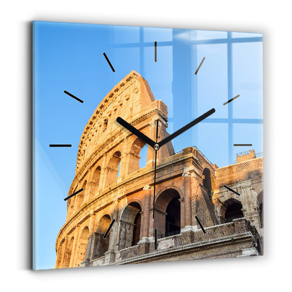 Square glass wall clock Colosseum in Rome