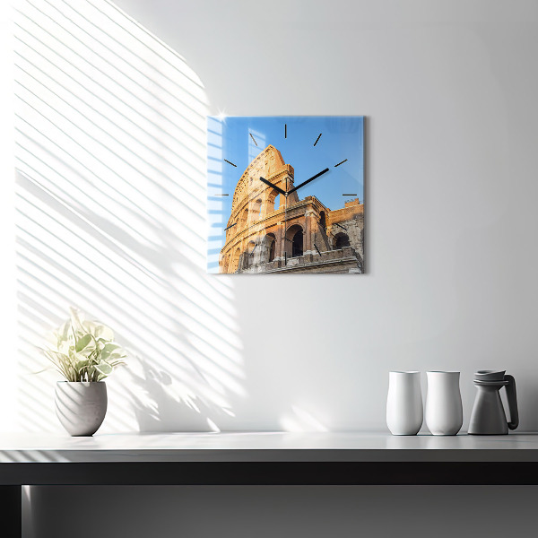 Square glass wall clock Colosseum in Rome