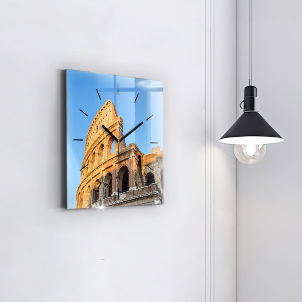 Square glass wall clock Colosseum in Rome