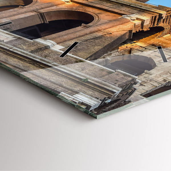 Square glass wall clock Colosseum in Rome