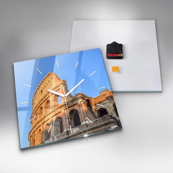Square glass wall clock Colosseum in Rome
