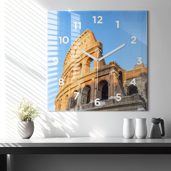 Square glass wall clock Colosseum in Rome