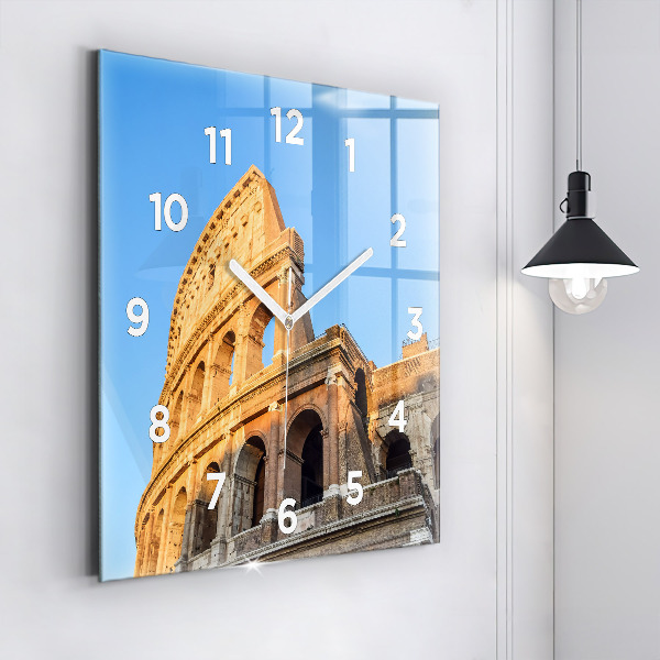 Square glass wall clock Colosseum in Rome