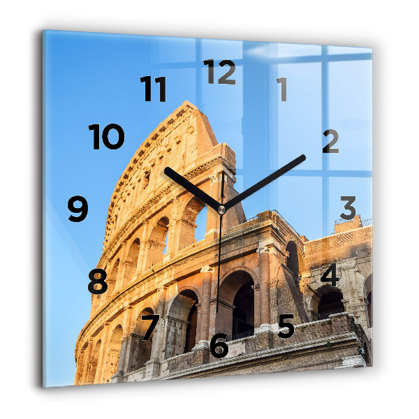 Square glass wall clock Colosseum in Rome