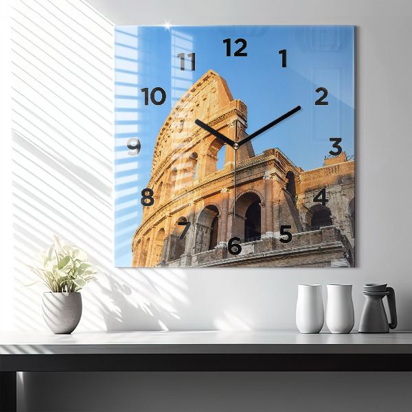 Square glass wall clock Colosseum in Rome