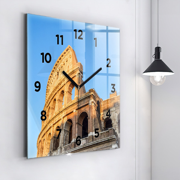 Square glass wall clock Colosseum in Rome