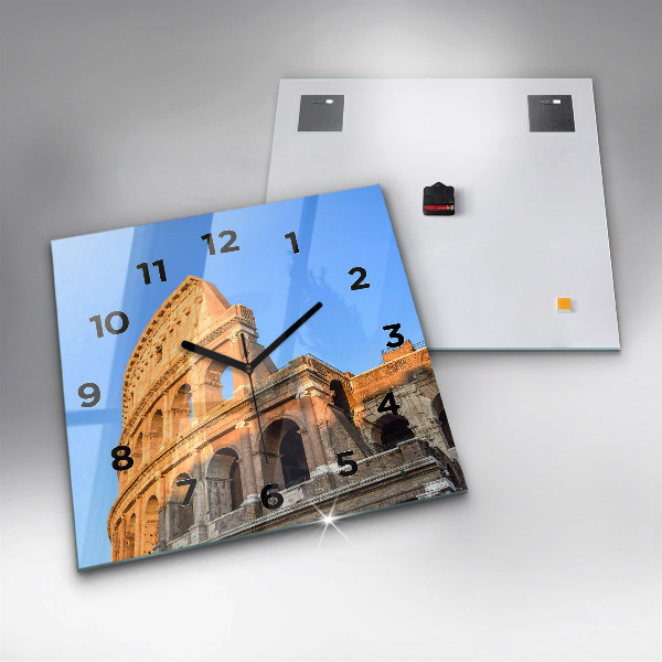 Square glass wall clock Colosseum in Rome