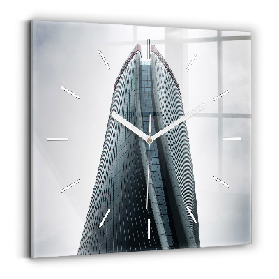 Square glass wall clock Skyscraper in Milan