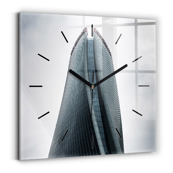 Square glass wall clock Skyscraper in Milan