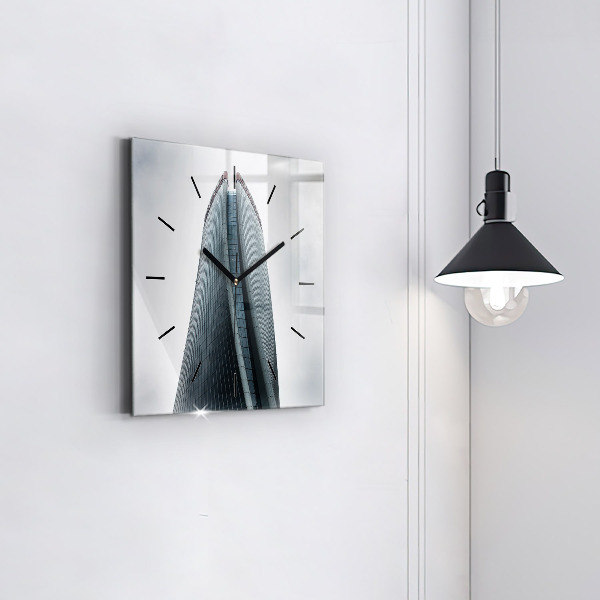 Square glass wall clock Skyscraper in Milan