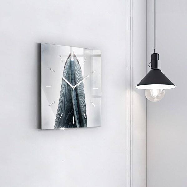 Square glass wall clock Skyscraper in Milan