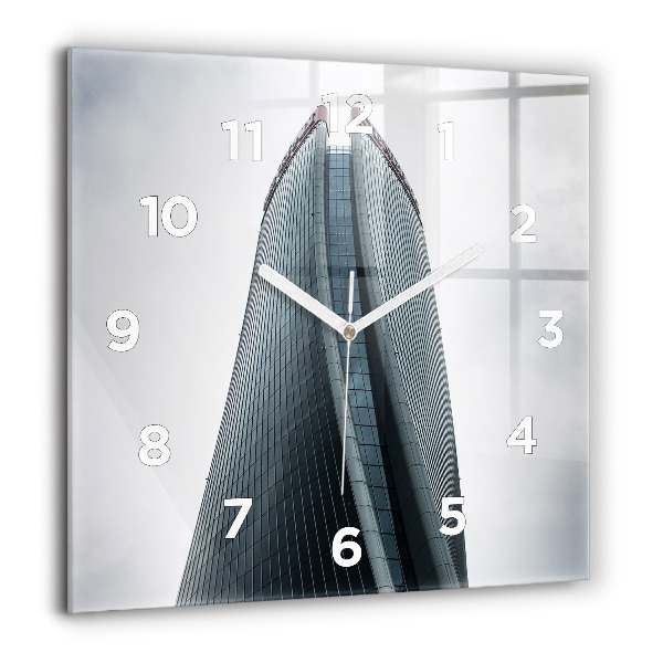 Square glass wall clock Skyscraper in Milan