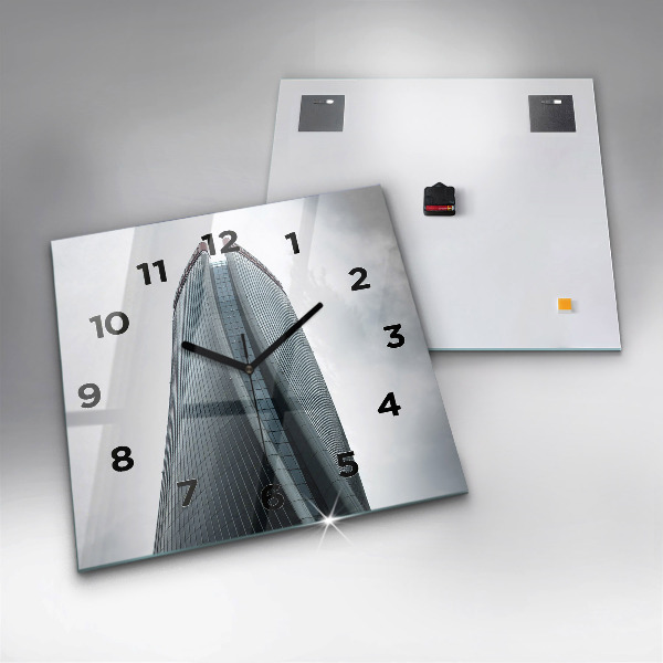 Square glass wall clock Skyscraper in Milan