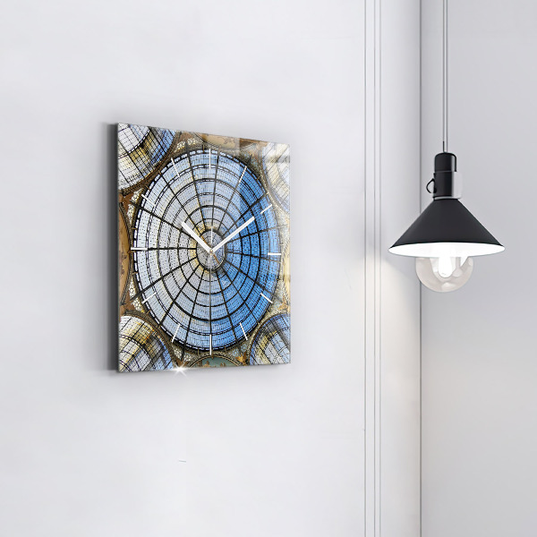 Square glass wall clock Shopping mall in Milan