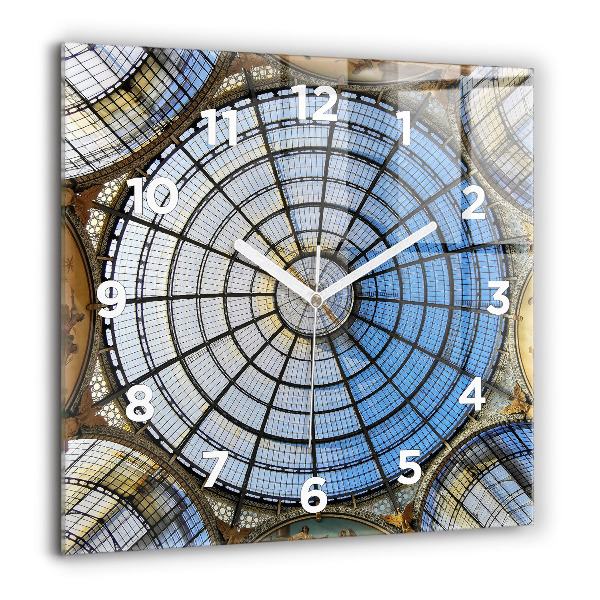 Square glass wall clock Shopping mall in Milan