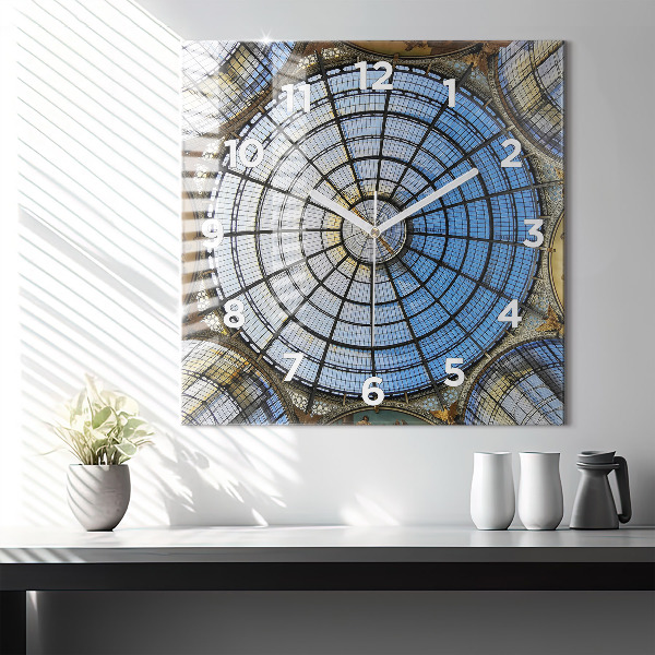 Square glass wall clock Shopping mall in Milan