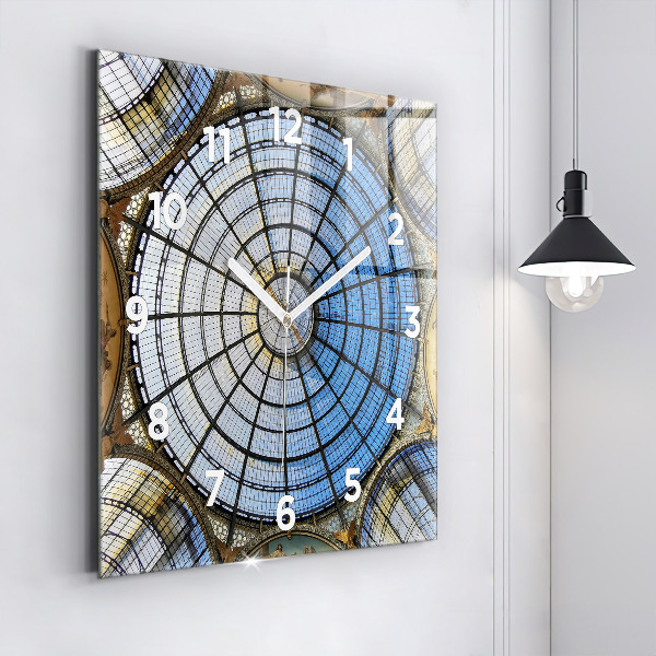 Square glass wall clock Shopping mall in Milan