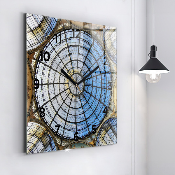 Square glass wall clock Shopping mall in Milan