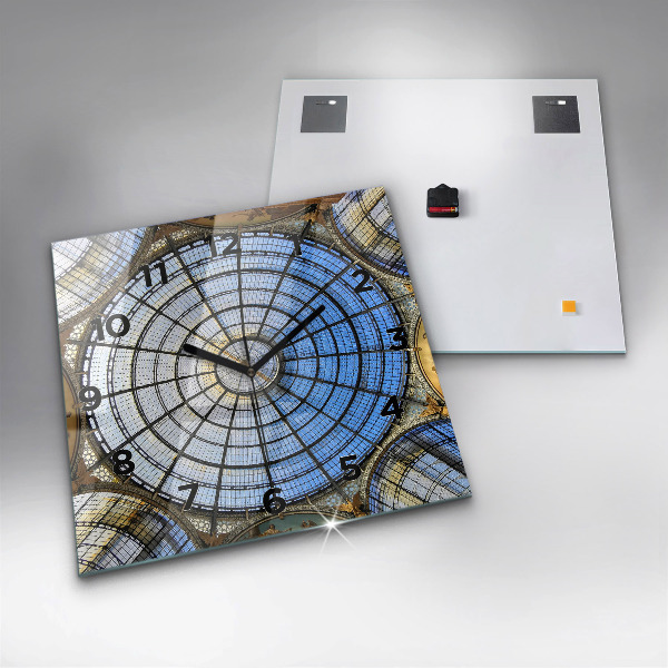 Square glass wall clock Shopping mall in Milan