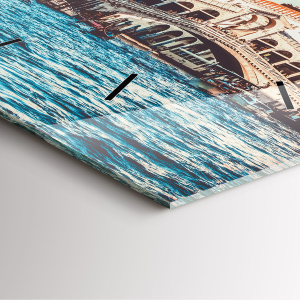 Square glass wall clock Rialto Bridge in Venice