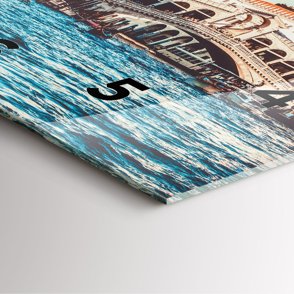 Square glass wall clock Rialto Bridge in Venice