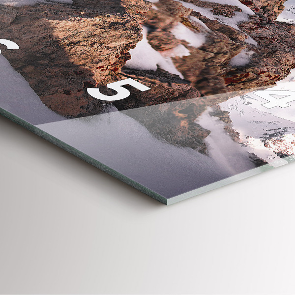 Square glass wall clock A mountain covered in snow
