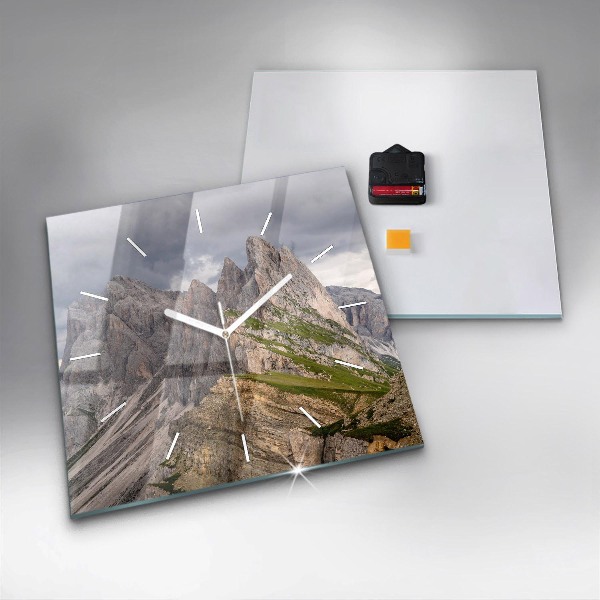 Square glass wall clock Rocky Mountains
