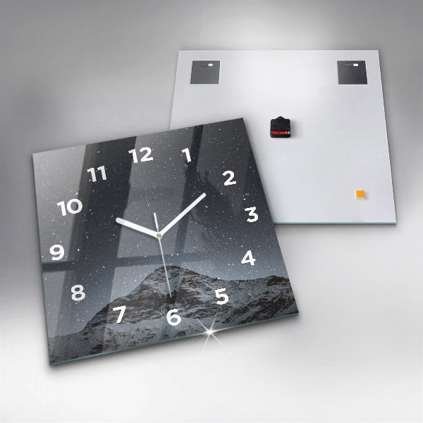Square glass wall clock Mountain under the stars