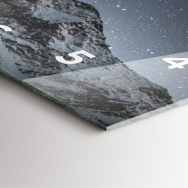 Square glass wall clock Mountain under the stars