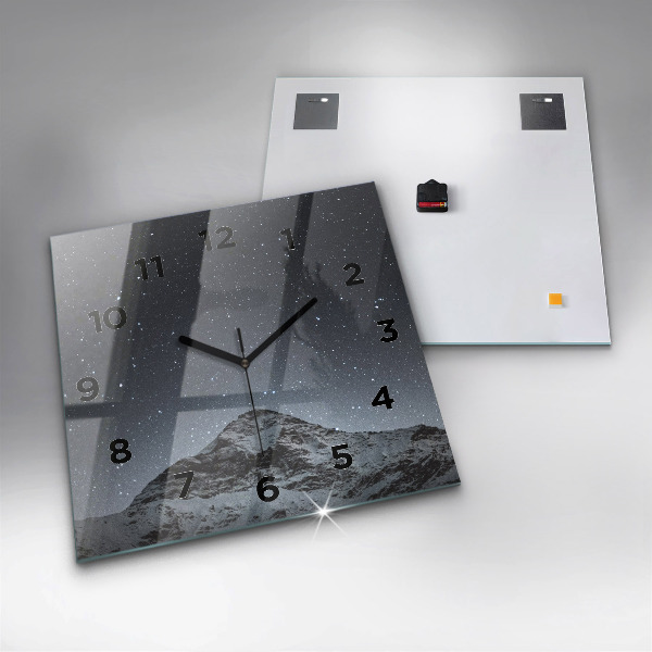 Square glass wall clock Mountain under the stars