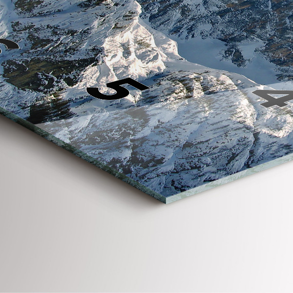 Square glass wall clock Mountains under blue sky