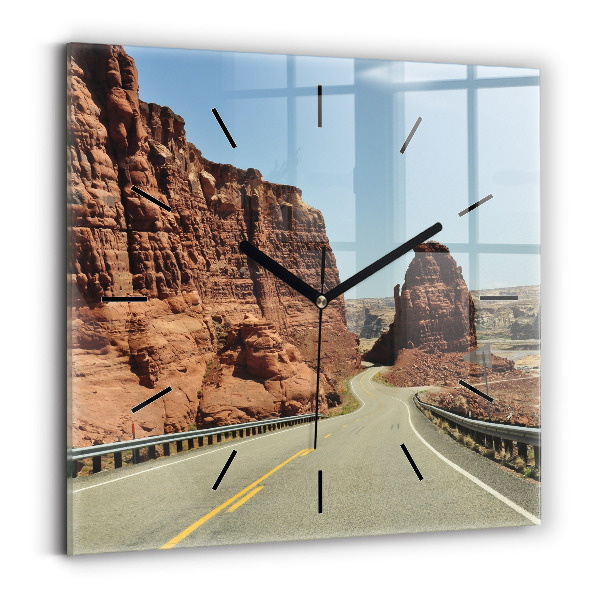 Square glass wall clock Route 66 in the US