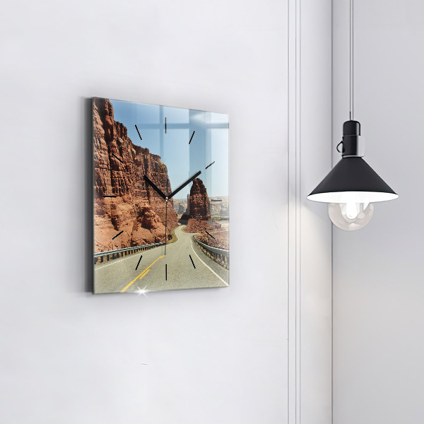 Square glass wall clock Route 66 in the US