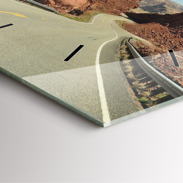 Square glass wall clock Route 66 in the US