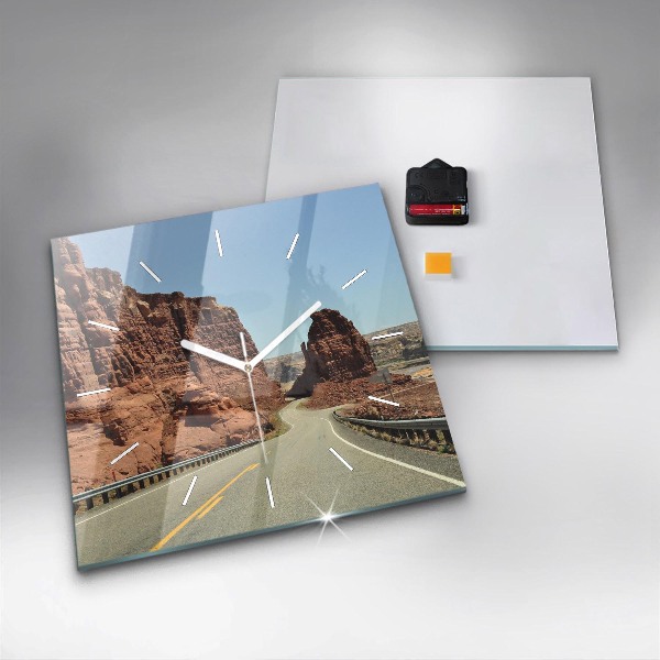 Square glass wall clock Route 66 in the US