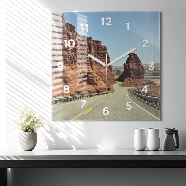 Square glass wall clock Route 66 in the US