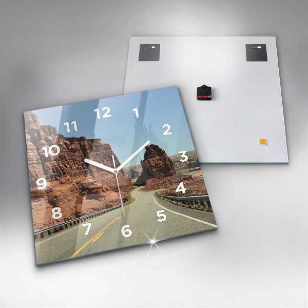 Square glass wall clock Route 66 in the US