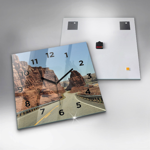 Square glass wall clock Route 66 in the US