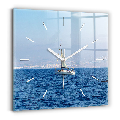 Square glass wall clock Yacht in Tenerife