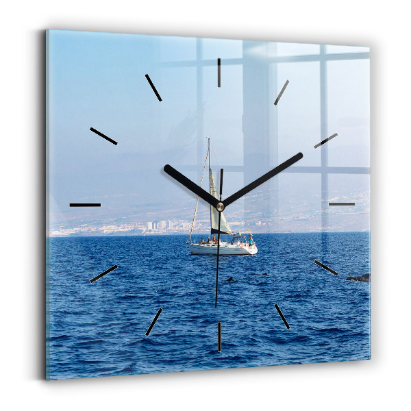 Square glass wall clock Yacht in Tenerife