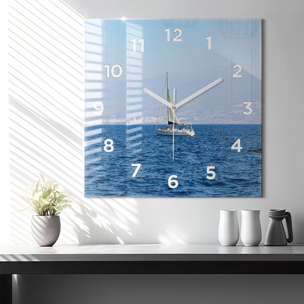 Square glass wall clock Yacht in Tenerife