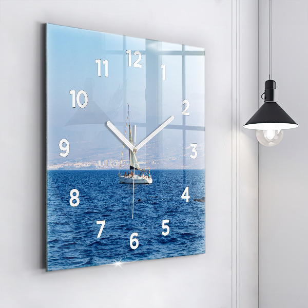 Square glass wall clock Yacht in Tenerife