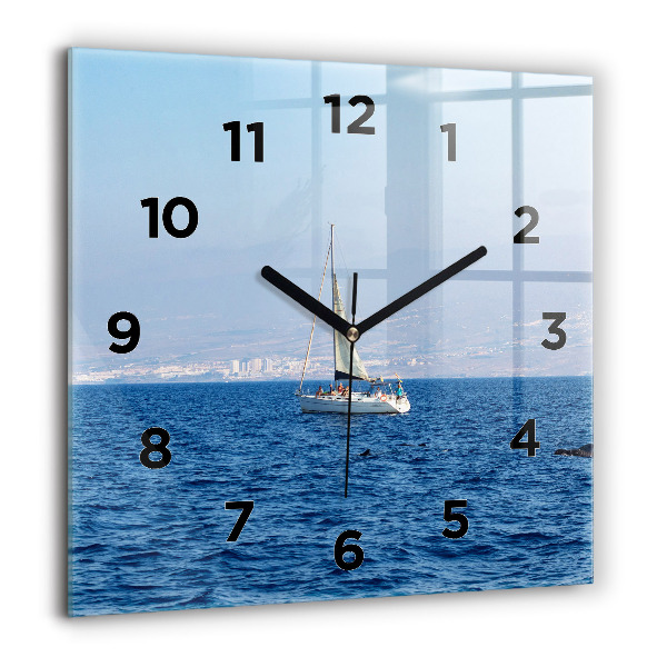 Square glass wall clock Yacht in Tenerife