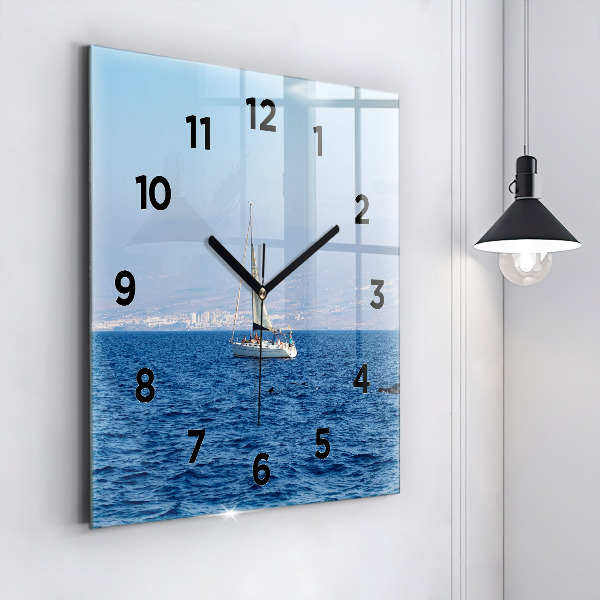 Square glass wall clock Yacht in Tenerife