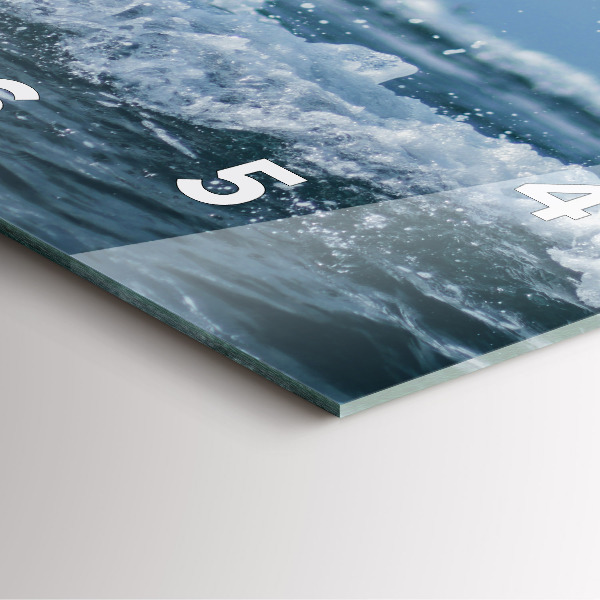 Square glass wall clock Sea wave photography