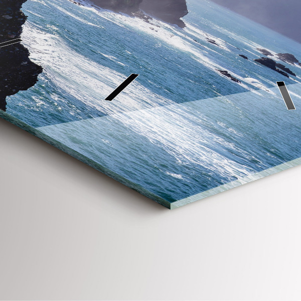 Square glass wall clock Mountains by the ocean