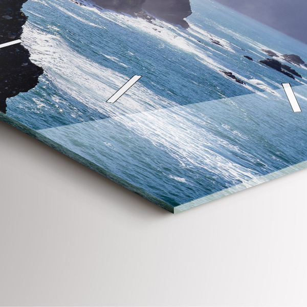 Square glass wall clock Mountains by the ocean