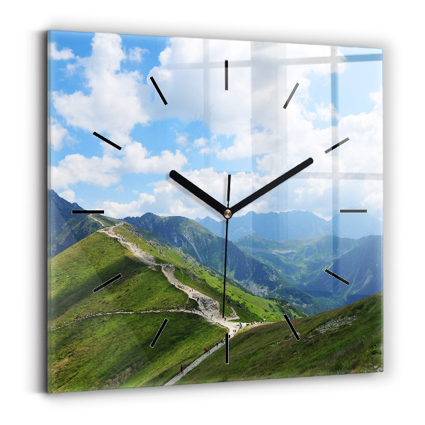 Square glass wall clock Kasprowy Wierch Zakopane