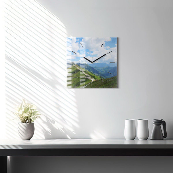 Square glass wall clock Kasprowy Wierch Zakopane